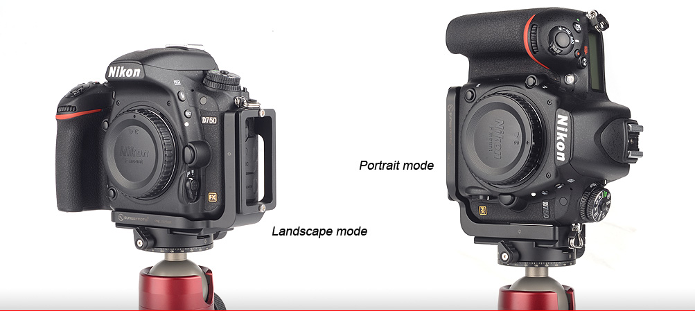 This image shows how to use an L-Bracket (L Bracket) on a Nikon camera