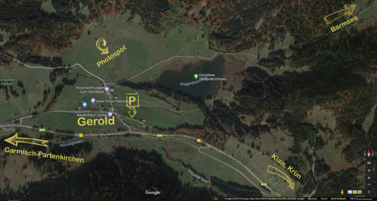 This is a map of the area - village Gerold where you can park and a short walk to the photo spots above the village. Take the 3-lake tour going to Barmsee and Grubsee, too!