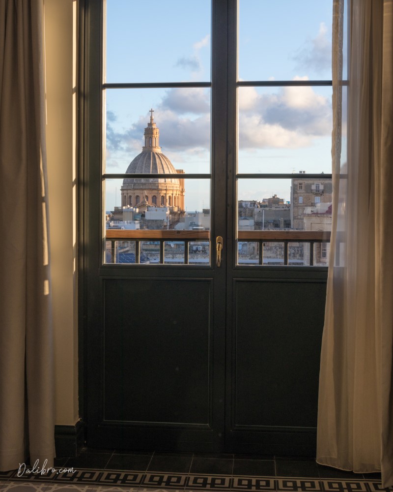 View from inside of a hotel room at La Falconeria