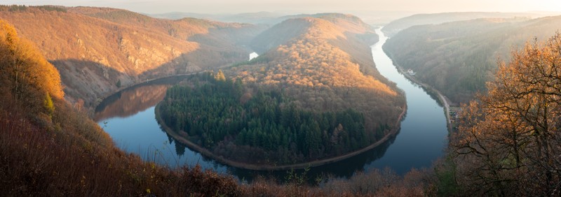 Saar Loop (Saarschleife), Germany during the sunset.