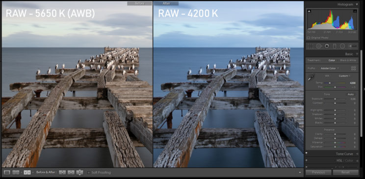 White balance of a RAW image can be adjusted very easily, very precisely and without quality loss.